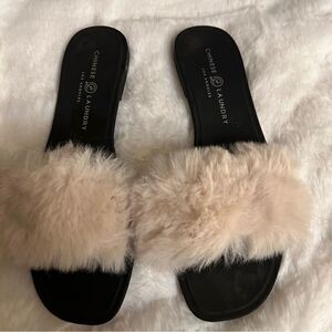 Faux fur Chinese laundry slips size 5 NWOT